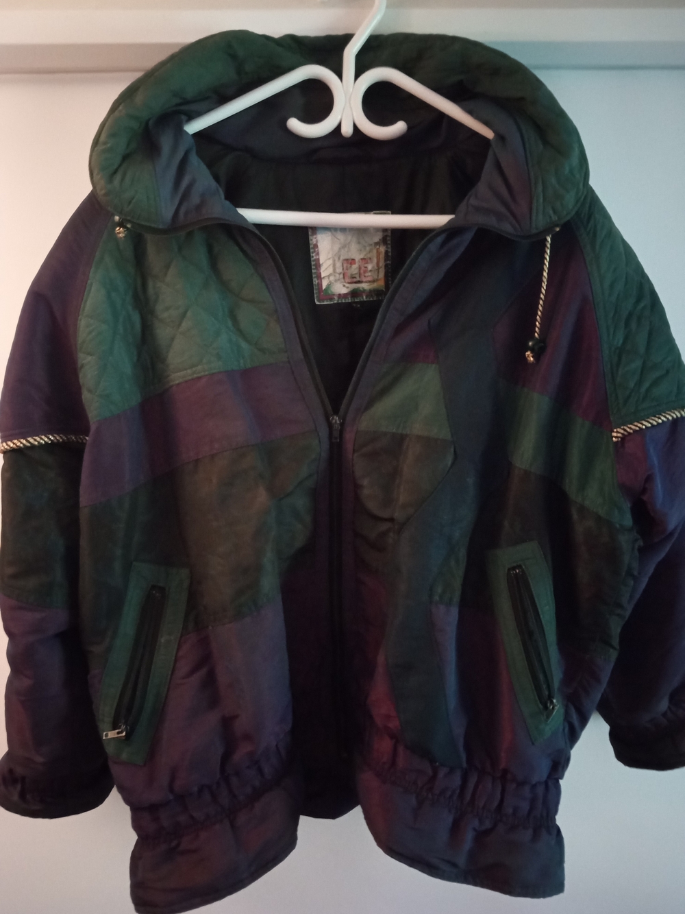 Men's Colorblock Ski Jacket in Green & Purple